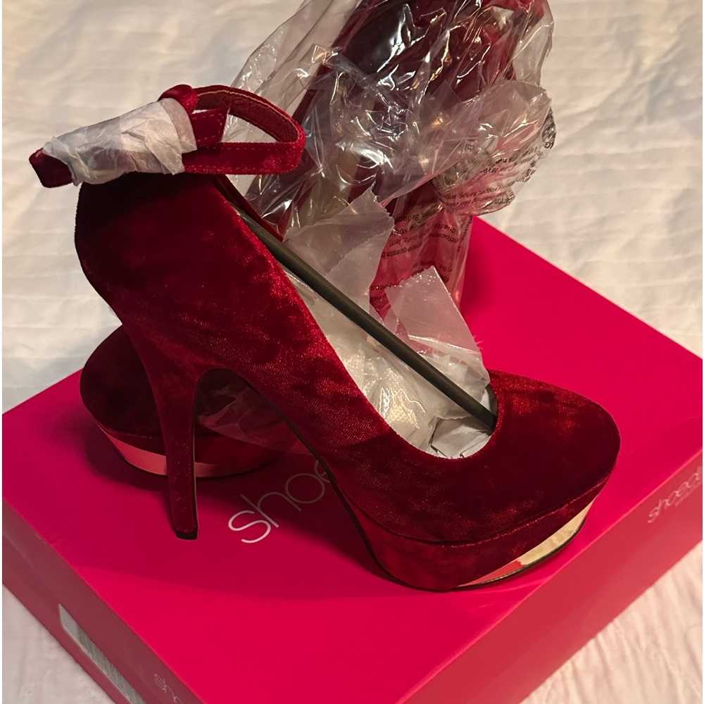 Brand new never been worn Red velvet Pumps. Size 8.